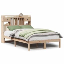 Berkfield Home Bookcase Bed without Mattress 135x190 cm Double Solid Wood Pine in Brown - thumbnail 2