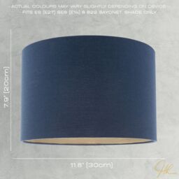 Happy Homewares Textured Linen Fabric Lamp Shade with Quality Brushed Resin Inner in Midnight - Size: 12 inches - thumbnail 6