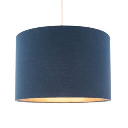 Happy Homewares Textured Linen Fabric Lamp Shade with Quality Brushed Resin Inner in Midnight - Size: 12 inches - thumbnail 2