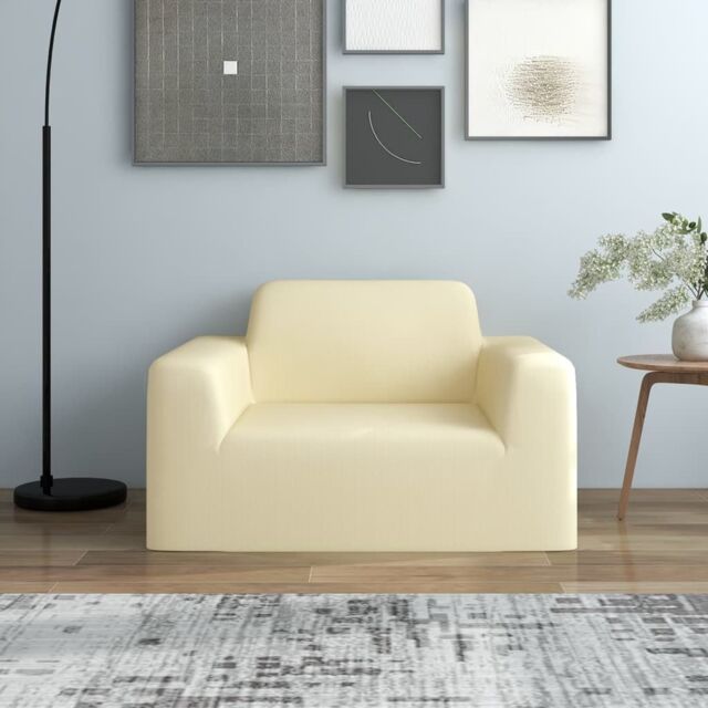 Berkfield Home Stretch Couch Slipcover Cream Polyester Jersey - image 1