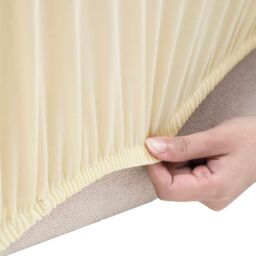 Berkfield Home Stretch Couch Slipcover Cream Polyester Jersey - thumbnail 3