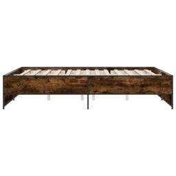 Berkfield Home Bed Frame without Mattress Smoked Oak 140x200 cm in Brown - thumbnail 5