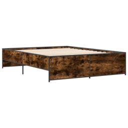 Berkfield Home Bed Frame without Mattress Smoked Oak 140x200 cm in Brown - thumbnail 6