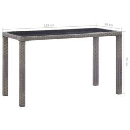 Berkfield Home Garden Table Anthracite 123x60x74 cm Poly Rattan in Black - Size: 123 x 60 x 74 cm - thumbnail 5