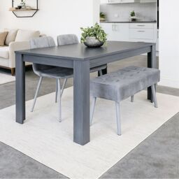KOSY KOALA Modern Dark Grey Dining Table Set with 2 Grey Velvet Chairs & 1 Grey Bench in Brown - thumbnail 1