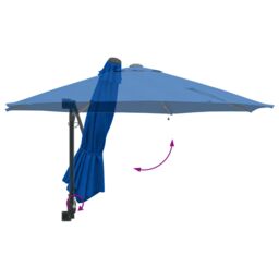 Berkfield Home Wall-mounted Garden Parasol with LEDs Azure Blue 248 cm - thumbnail 8