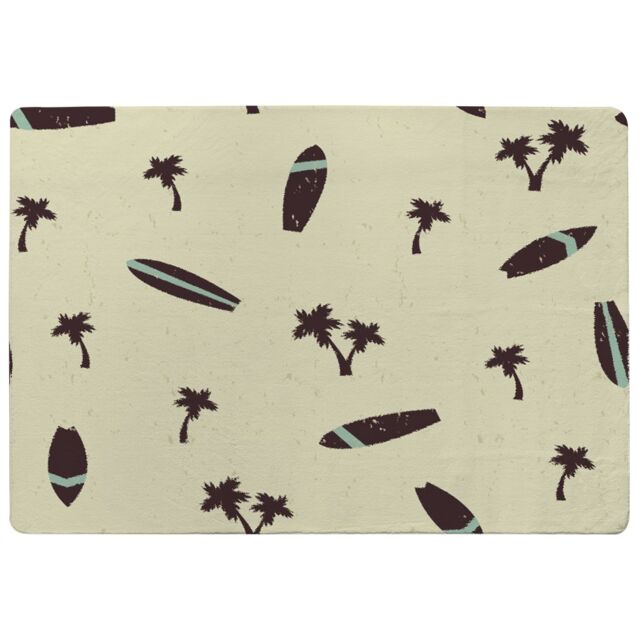 Benjamin Tate Design Surf Board & Palm Silhouettes Rug in Natural - Size: Large - image 1