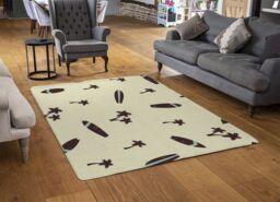Benjamin Tate Design Surf Board & Palm Silhouettes Rug in Natural - Size: Large - thumbnail 2