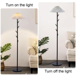 Garwarm 9W Black Gold Coat Rack Floor Lamp Pleated Shade - thumbnail 3