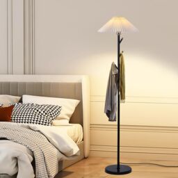 Garwarm 9W Black Gold Coat Rack Floor Lamp Pleated Shade - thumbnail 2