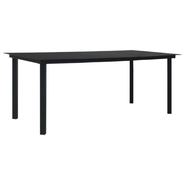 Berkfield Home Garden Dining Table Black 190x90x74 cm Steel & Glass - Size: 190 x 90 x 74 cm - image 1