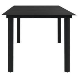 Berkfield Home Garden Dining Table Black 190x90x74 cm Steel & Glass - Size: 190 x 90 x 74 cm - thumbnail 3