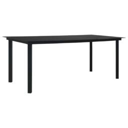 Berkfield Home Garden Dining Table Black 190x90x74 cm Steel & Glass - Size: 190 x 90 x 74 cm