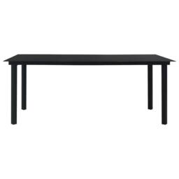 Berkfield Home Garden Dining Table Black 190x90x74 cm Steel & Glass - Size: 190 x 90 x 74 cm - thumbnail 2