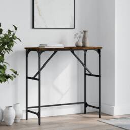 Berkfield Home Decorative Console Table Smoked Oak 75x32x75 cm Engineered Wood in Brown - Size: 75 x 32 x 75 cm - thumbnail 2