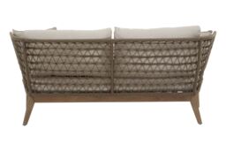 Orsina 3 Seat Sofa, Rattan Outdoor Sofa, Long Lasting Rattan Lounge Sofa for Living Room with Grey Cushioning in Cream - thumbnail 2