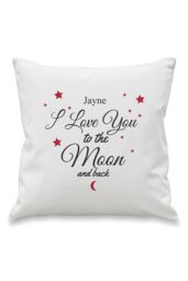 Personalised Memento Company Personalised To The Moon & Back White Cushion - Size: 40 cm x 40 cm
