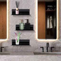 Kelvenix 2X Acrylic Floating Wall Shelves Adhesive Shelf in Black - Size: 0.6m2 - thumbnail 5