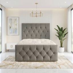 "Somnior Ziggy Linen Divan Bed Mattress No Draw 54"" Headboard & 22"" Footboard in Silver - Size: Single" - thumbnail 2