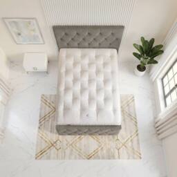 "Somnior Ziggy Linen Divan Bed Mattress No Draw 54"" Headboard & 22"" Footboard in Silver - Size: Single" - thumbnail 3