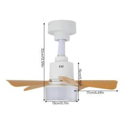 Living and Home Nordic Style 5-Blade Small Ceiling Fan Light Fixture in White - thumbnail 5