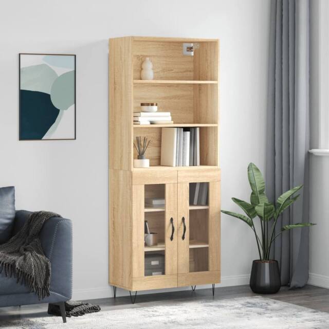 Berkfield Home Highboard Sonoma Oak 69.5x34x180 cm Engineered Wood in Brown - image 1