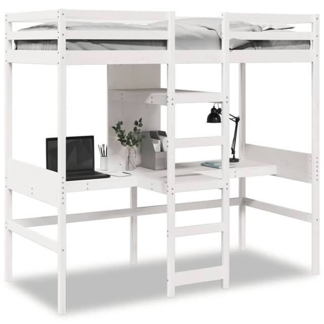 Berkfield Home Loft Bed Frame without Mattress White 75x190cm Solid Wood Pine - Size: 75x190 cm - image 1