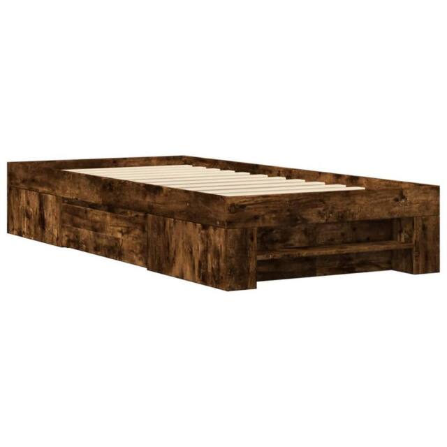 Berkfield Home Durable Bed Frame without Mattress Smoked Oak 90x200 cm Engineere in Brown - image 1