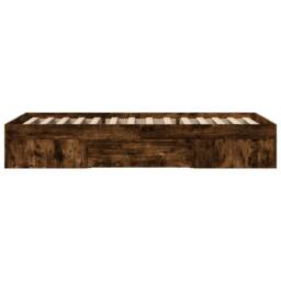 Berkfield Home Durable Bed Frame without Mattress Smoked Oak 90x200 cm Engineere in Brown - thumbnail 6