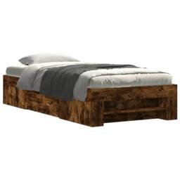 Berkfield Home Durable Bed Frame without Mattress Smoked Oak 90x200 cm Engineere in Brown - thumbnail 3