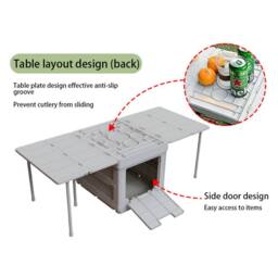 Living and Home Multifunctional Outdoor Foldable Camping Storage Box Expanding Table in Grey - thumbnail 9
