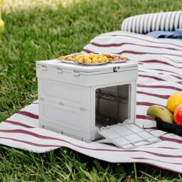 Living and Home Multifunctional Outdoor Foldable Camping Storage Box Expanding Table in Grey - thumbnail 5
