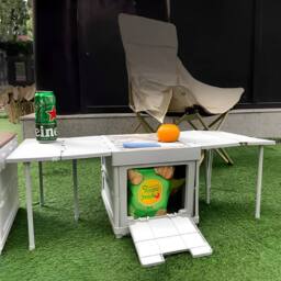 Living and Home Multifunctional Outdoor Foldable Camping Storage Box Expanding Table in Grey - thumbnail 7