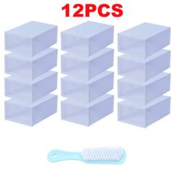 Kelvenix White Plastic Shoe Storage Boxes Drawer Stackable Foldable - thumbnail 2