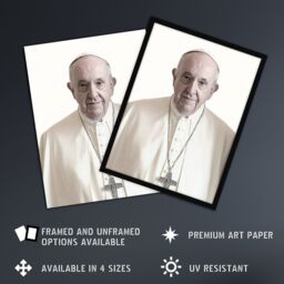 "Artery8 Pope Francis Supreme Pontiff Photograph Portrait Wall Art Poster Print in White - Size: W18"" x H24""" - thumbnail 2