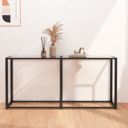 Berkfield Home Console Table Transparent 160x35x75.5cm Tempered Glass in Clear - Size: 160x35x75.5 cm - thumbnail 1