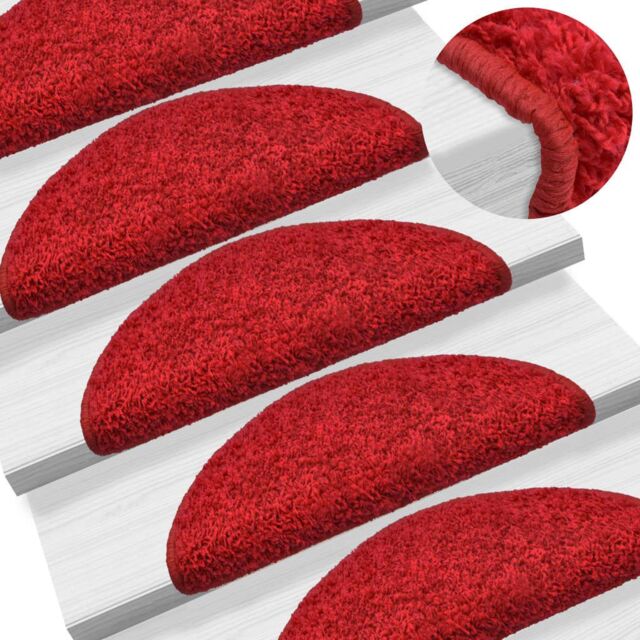 Berkfield Home Carpet Stair Treads 15 pcs Red 65x21x4 cm - Size: Medium - image 1