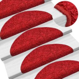 Berkfield Home Carpet Stair Treads 15 pcs Red 65x21x4 cm - Size: Medium - thumbnail 1
