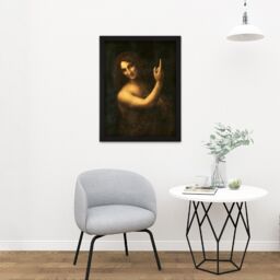 "Artery8 Wall Art Print Leonardo Da Vinci Saint John The Baptist Panting Large Framed Wall Décor Art in Brown - Size: W18"" x H24""" - thumbnail 2