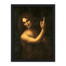 "Artery8 Wall Art Print Leonardo Da Vinci Saint John The Baptist Panting Large Framed Wall Décor Art in Brown - Size: W18"" x H24""" - thumbnail 1