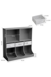 Living and Home Three Story Open Toy Clothing And Book Storage Cabinet in Grey - thumbnail 6