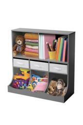 Living and Home Three Story Open Toy Clothing And Book Storage Cabinet in Grey - thumbnail 4