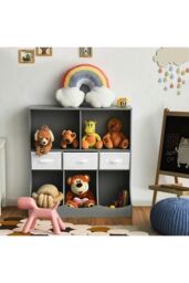 Living and Home Three Story Open Toy Clothing And Book Storage Cabinet in Grey - thumbnail 3