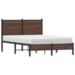 Berkfield Home Metal Bed Frame without Mattress Brown Oak 120x200 cm - Size: Small Double - thumbnail 4