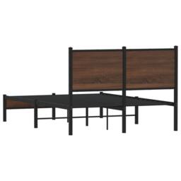 Berkfield Home Metal Bed Frame without Mattress Brown Oak 120x200 cm - Size: Small Double - thumbnail 7