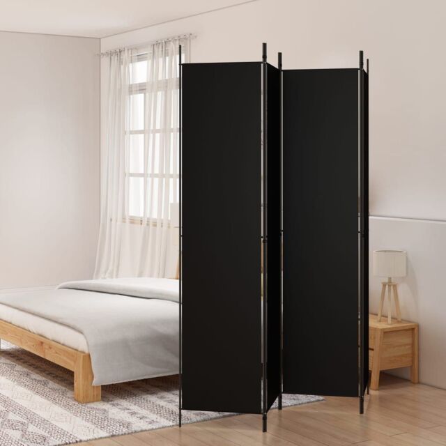 Berkfield Home 4-Panel Room Divider Black 200x220 cm Fabric - image 1