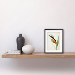 "Artery8 Wall Art Print Tropical Bird of Paradise Flower Gold Black Artwork Framed 9X7 Inch - Size: W7"" x H9""" - thumbnail 2