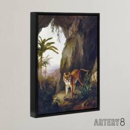 "Artery8 Tiger in Cave Big Cat Oil Painting Agasse Black Framed Canvas Wall Art - Size: W12"" x H16""" - thumbnail 2