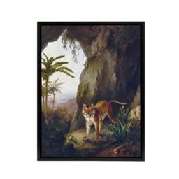 "Artery8 Tiger in Cave Big Cat Oil Painting Agasse Black Framed Canvas Wall Art - Size: W12"" x H16""" - thumbnail 1