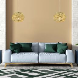 Happy Homewares Designer Triple Ring Pendant Light Shade with Small Clear Acrylic Beads in Gold - thumbnail 7
